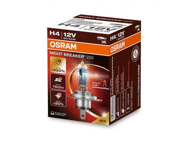 Osram 12V H4 60-55W P43t NightBreaker 220 +220%