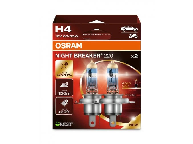 Osram 12V H4 60-55W P43t NightBreaker 220 +220% sada