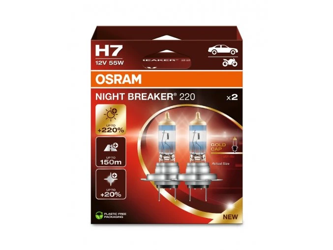 Osram 12V H7 55W PX26d NightBreaker 220 +220% sada